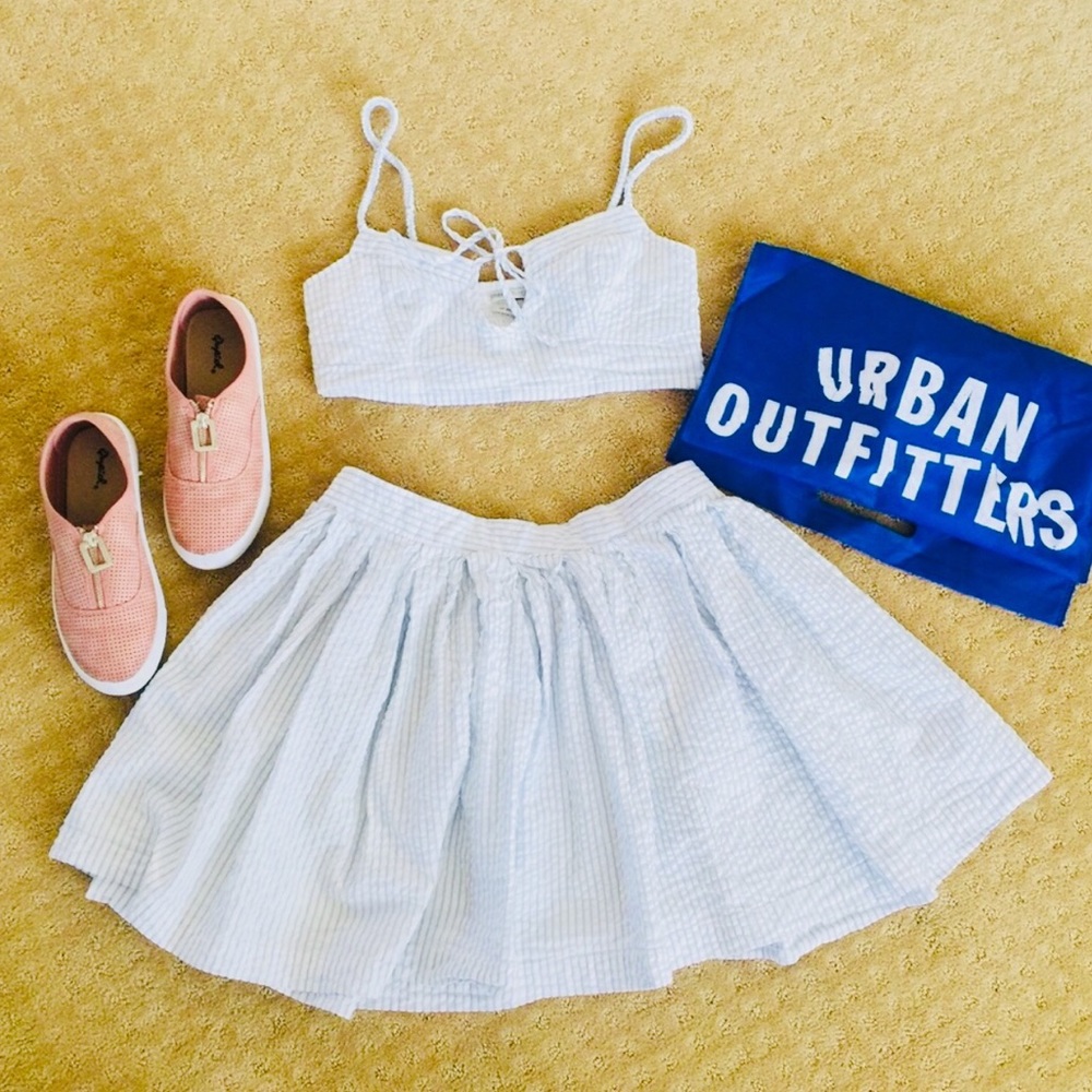 UO Striped Crop Top and Skirt Set